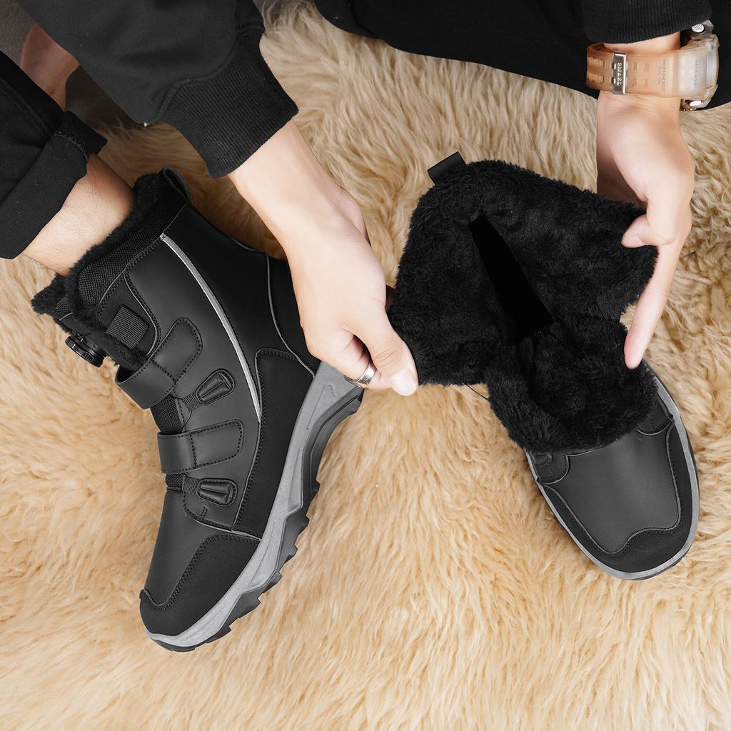 MCTIN Женские зимние сапоги Plus Snow Boots мужские средние теплые высокие хлопковые ботинки Большие противоскользящие однотонные