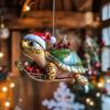 Подвеска для новогодней елки Украшение Черепаха в шапке Санты Дизайн Блестящее украшение Декор для праздничной вечеринки