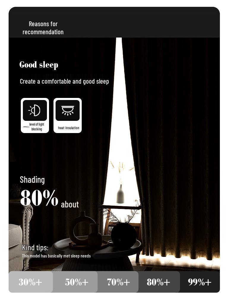 Original High-Precision Chenille Jacquard Curtain - Leaf Branch Vine Design, Light French Blackout, for Bedroom/Living Room.
