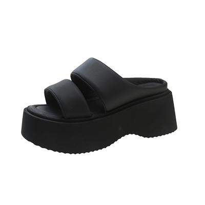 Модная женская повседневная обувь на платформе и танкетке, 7 см, из натуральной кожи с кристаллами, модные мокасины, тапочки, женские сандалии со стразами, обувь высокого бренда