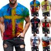 Men's Street Fashion Casual Cross Print Round Neck Short Sleeve