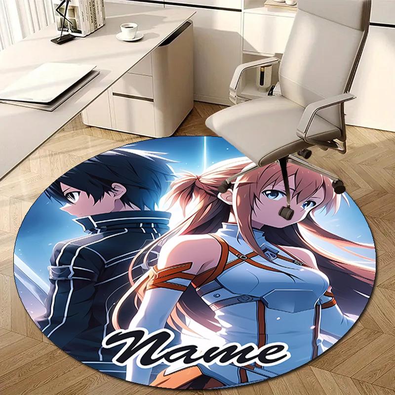 Personalized S-Sword Art Online Round Chair Office Rug - Perfect for Mat, Office Chair & More - Ideal Gift for Birthdays and Holidays