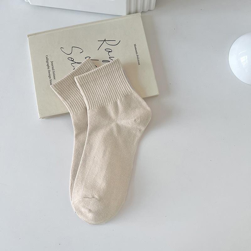 Женские спортивные носки из хлопка макаронных цветов - Дышащие, Влагоотводящие, Не скатывающиеся, Средней длины для весны и осени