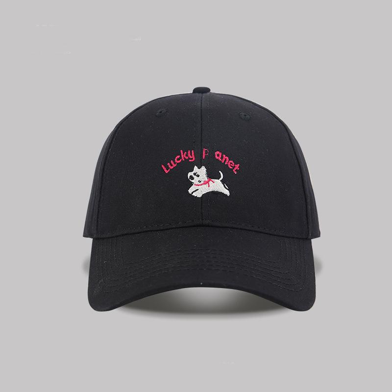 Вышивка щенок бейсболка женская весна новая универсальная защита от солнца большой обхват головы делающая лицо меньше козырек мужской тренд