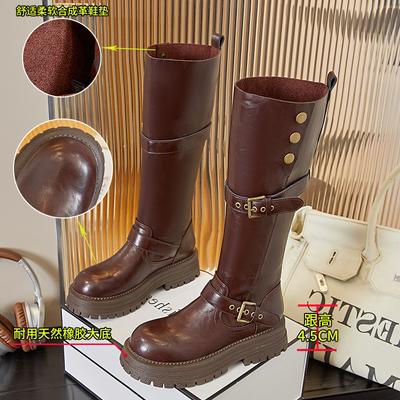 Ретро рыцарские ботинки женские 2025 зима новые универсальные тонкие ботинки ботинки в британском стиле женские увеличивающие рост и стройнящие ботинки