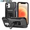 KEYSION Shockproof Case for iPhone 11 Pro Max Slide Camera Lens Protection Ring Stand Phone Back Cover for iPhone XS Max X XR