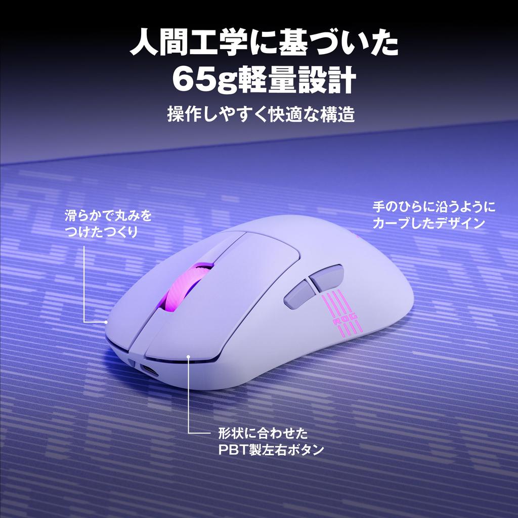 Asus Игровая мышь ROG Keris II Origin Протестирована профессиональными FPS-игроками 65 г Эргономичный дизайн RGB-подсветка Оптический сенсор ROG AimPoint Pro ROG Optical