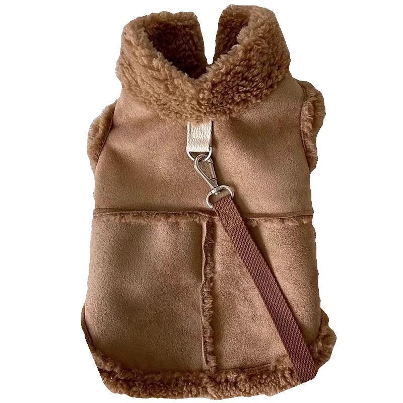 Dog Clothing Small Dog Warm Versatile Suede Traction Vest Cat Jacket Thickened Teddy Pet Clothing