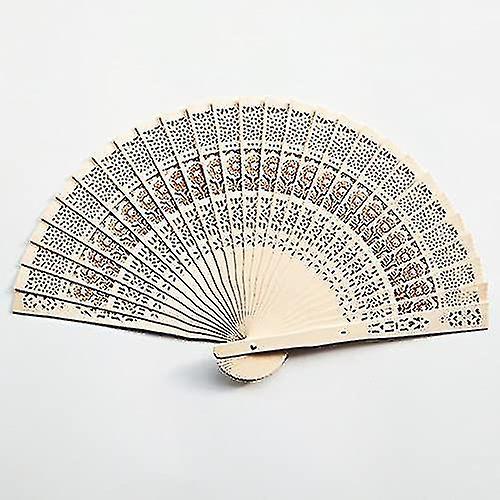 12pcs Sandalwood Fan, 8 Inch Chinese Wooden Openwork Personal Handheld Folding Fan For Wedding Party Home Decorations