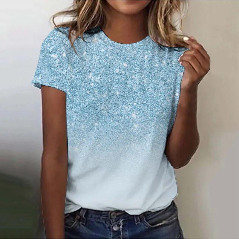 Женская уличная модная футболка Dreamy Star с 3D-печатью, короткий рукав, универсальная, для повседневной носки, свободная, с круглым вырезом, женская одежда