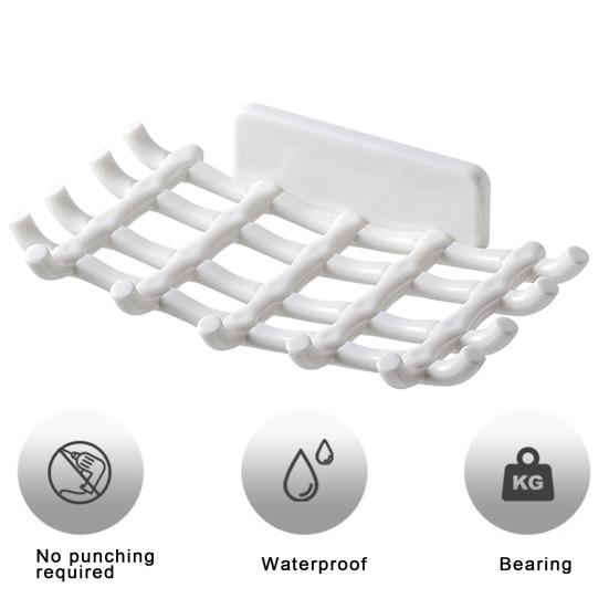 Полка для мыла с несколькими крючками, полая, для быстрого дренажа, настенная, без перфорации, водонепроницаемая, для ванной комнаты, для ванной комнаты в отеле, держатель для мыла, органайзер для мыла