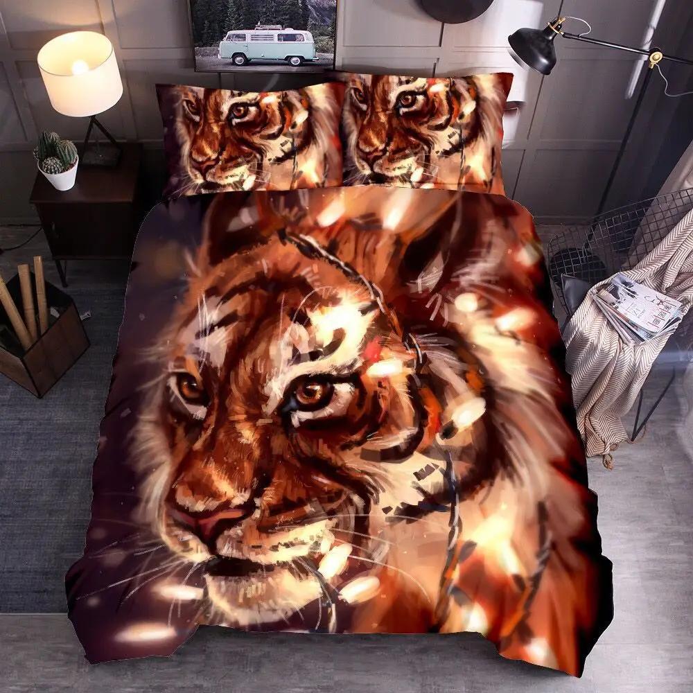 Bohemian Style Comforter Bedding Sets Indian Wolf 3pcs Animal Duvet Cover Sets King Size Boho Bedding Polyester Ropa De Cama