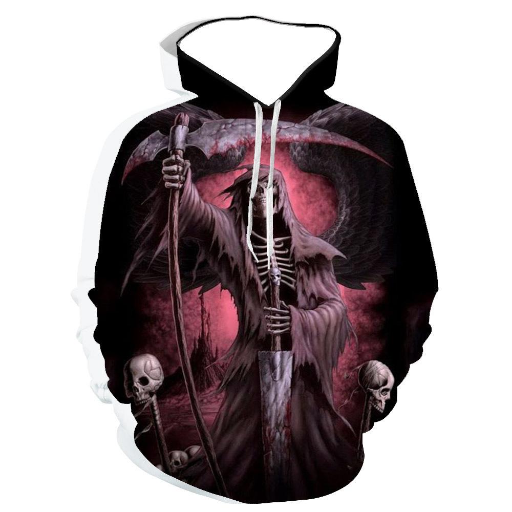2023 Halloween 3D Digital Print Skull Pattern Hoodie Hoodie