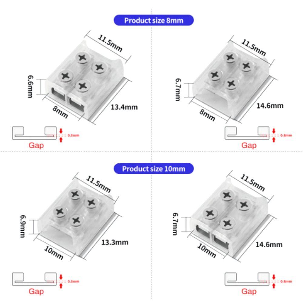 Пряжки для светодиодной ленты PP 8 мм 10 мм COB Клеммные аксессуары Зажимная муфта для светодиодной ленты
