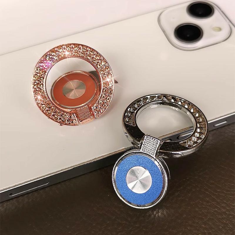 Cell Phone Ring Holder Kickstand Round Metal Rhinestones Finger Grip Loop