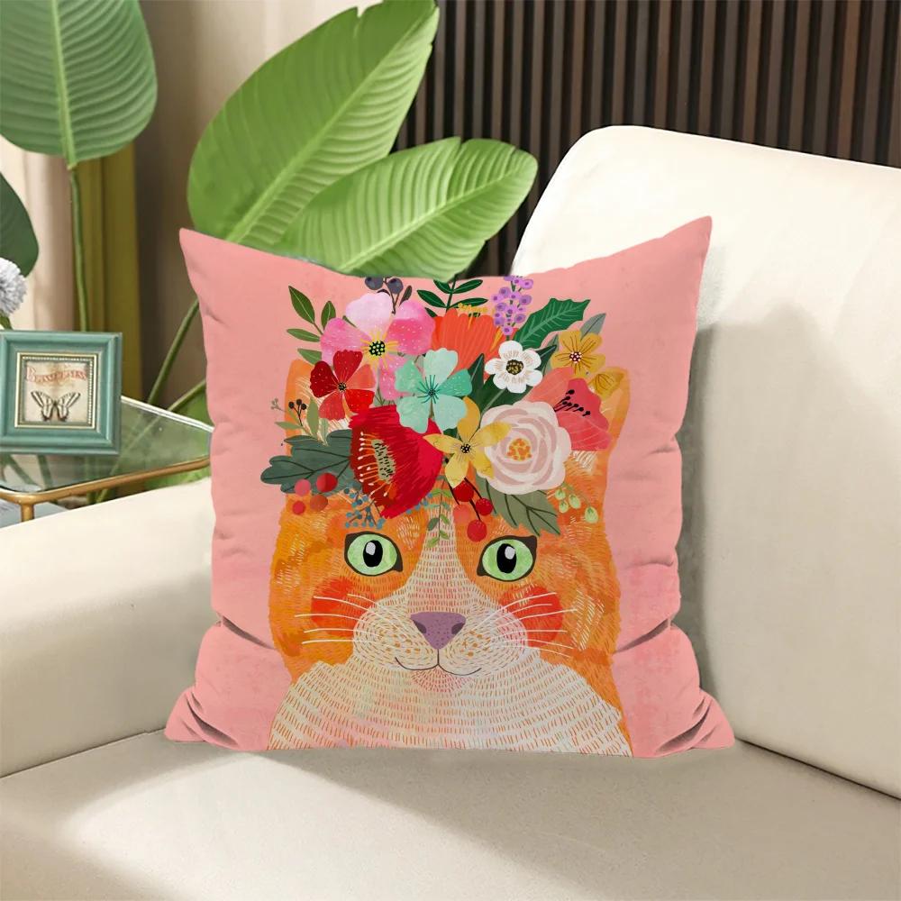 Подушка с животными и цветами  ×  Наволочки для набивных подушек Декоративные подушки для дивана Элегантные чехлы для комнаты Сон