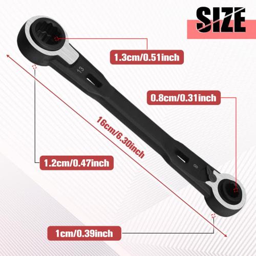 GOLD DEER Ratchet Wrench, 4-in-1, 8mm, 10mm, 12mm, 13mm, Double Box Ratchet Wrench, Open End Wrench, Angle Ratchet Wrench Set, Straight Type with Dire