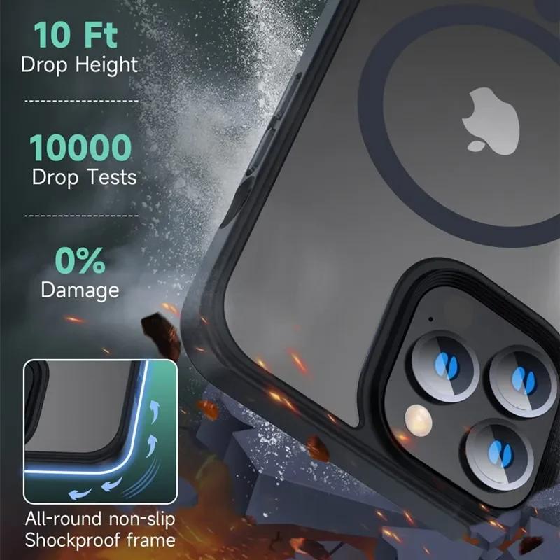 Матовый полупрозрачный матовый чехол для телефона IPhone 15 14 13 12 11 Pro Max Plus, магнитный чехол для Magsafe, чехол для беспроводной зарядки