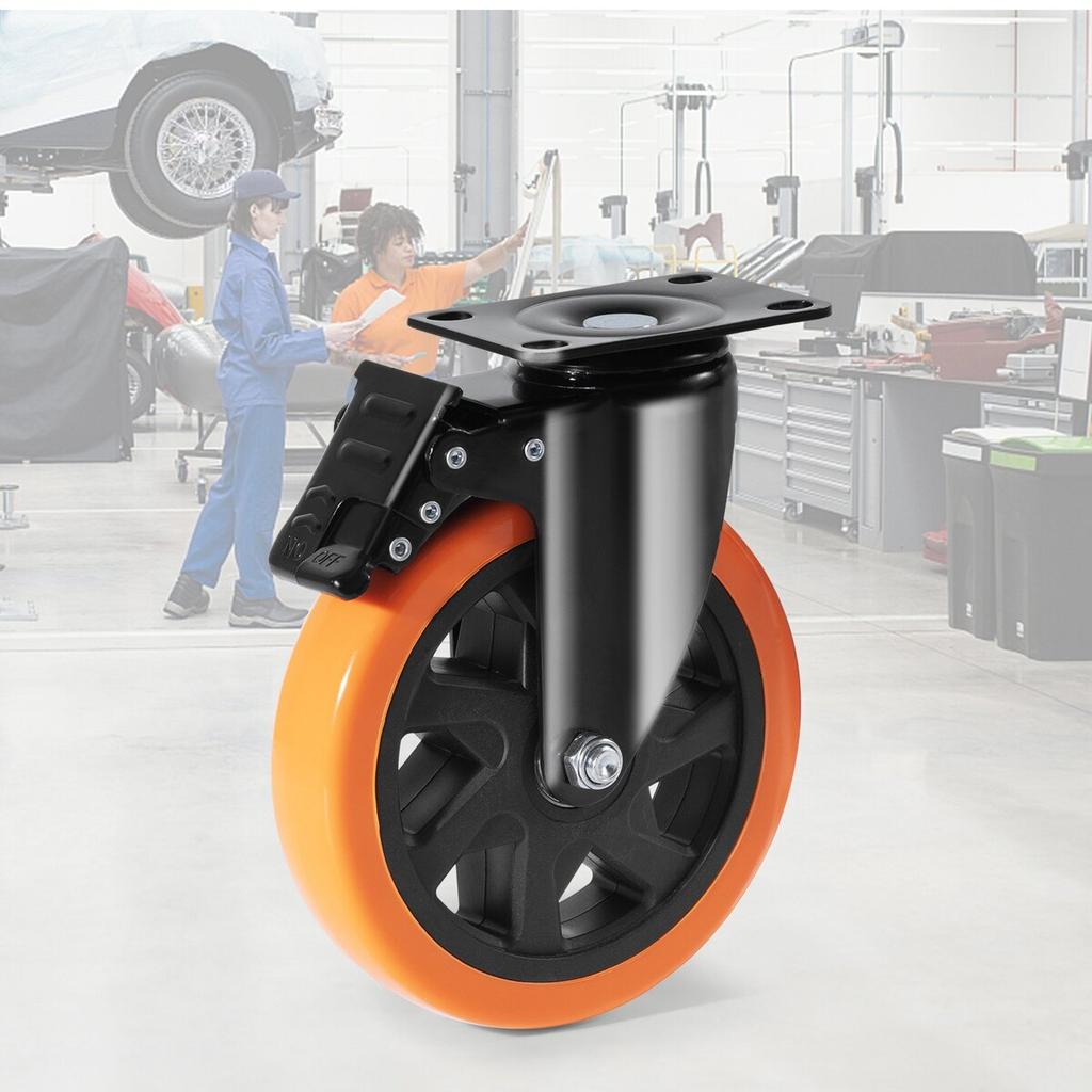 Caster Wheels, 6-inch Swivel Plate Casters, Set of 4, with Security A/B Locking No Noise PVC Wheels, Heavy Duty 700 lbs Load Capacity Per Caster,