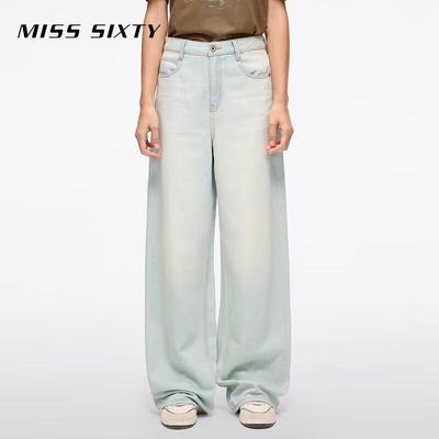 Женские джинсы с высокой талией и широкими штанинами, весна 2025