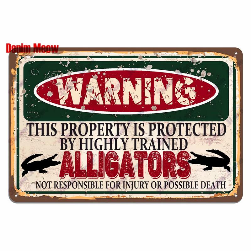 Vintage Warning Funny Animals Metal Sign Chicken Sheep Pig Octopus Wall Poster for Private Wall Painting Decor WY