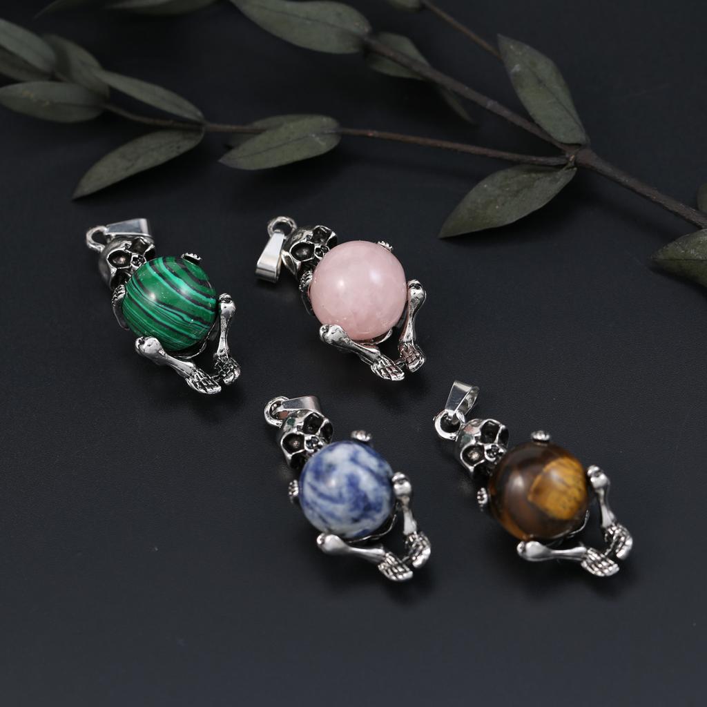 Ожерелье, кулон из натурального камня малахит/розовый кварц, подвеска в форме черепа, подвески для изготовления ювелирных изделий, ожерелье, браслет, аксессуары