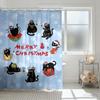 1 Christmas Black Cat Print Waterproof Shower Partition Privacy Hanging Curtain 12 Hooks Multi Size Decoration Machine Washable