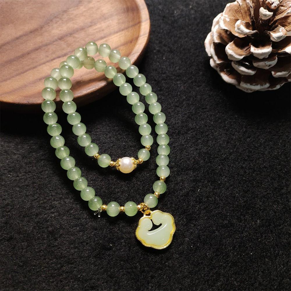 Glass Bead Double-layer Bracelet Green Hand Chain Classic Beaded Bracelet  Daily Wear
