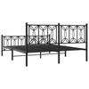 Металлический каркас кровати с изголовьем и изножьем Черный 150 x 200 см