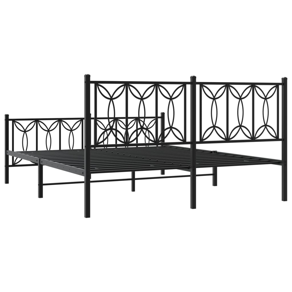 Металлический каркас кровати с изголовьем и изножьем Черный 150 x 200 см