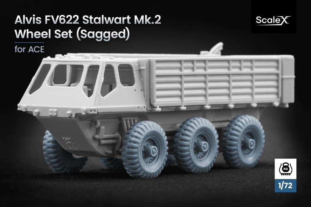 Alvis FV622 Stalwart Набор колес Пластиковые детали модели SCXWM72004S Scale-X 1/72 Mk.2 Деформированный по весу (7 штук) (Туз) (Военная техника)