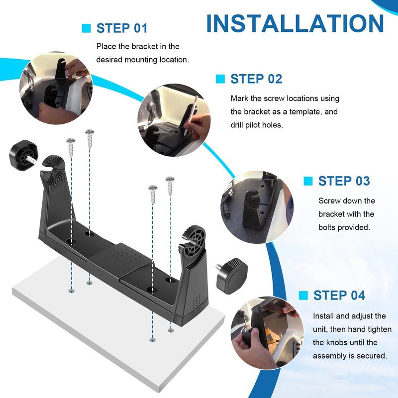 000-13702-001 Marine Gimbal Mounting Bracket with Knobs for GO9, NSS7 EVO3, Cruise 9, Vulcan9, Zeus³ 7 (Black)
