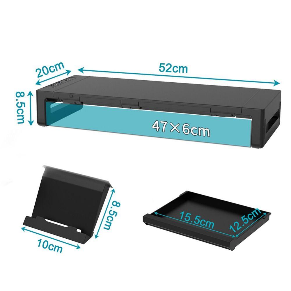 RGB Lights Monitor Stand Riser with USB USB 3.0 & 2.0 Hub with Storage Drawer Computer Display Stand Phone Holder Foldable