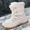 Winter Snow Boots Women High Top Lace-up Plush Warm Soft Solid Color Casual Shoes Women Anti-slip Hiking Shoes Women