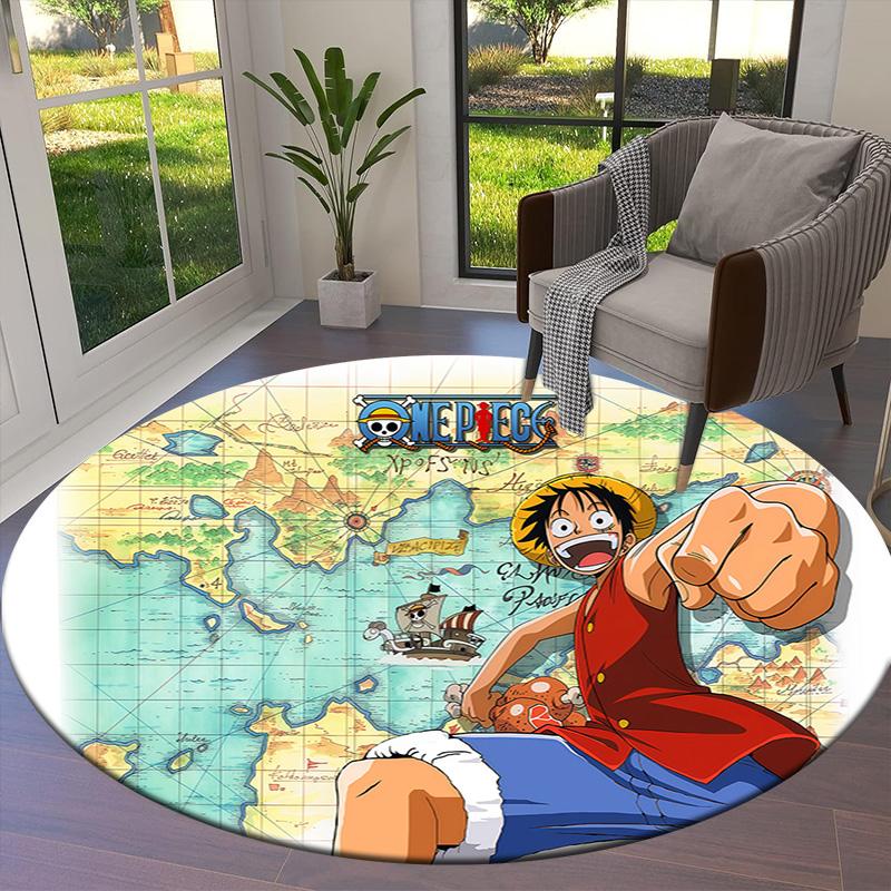 Ковер круглый с изображением Манки Д. Луффи из One Piece, ковер для гостиной, спальни, дивана, игровой комнаты, нескользящий коврик