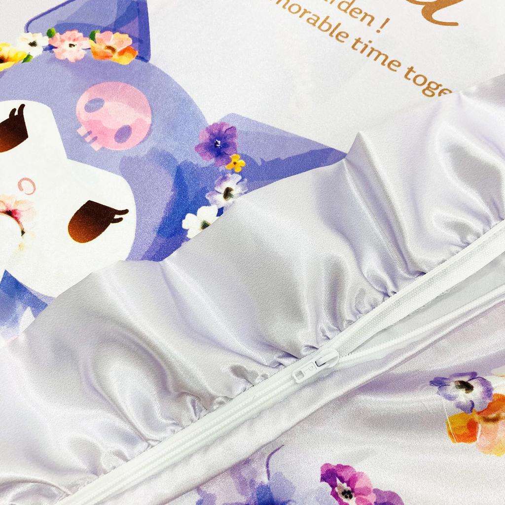 MORIPiLO Morishita Sanrio Pillow Cover Silk Touch 43x63cm Washable with Frills Low Friction Triple Moisturizing Character Goods SANRIO Purple 4621367