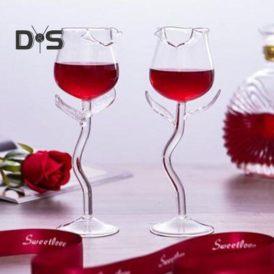 Бокал для вина Изысканная стабильная основа Прозрачная чашка в форме розы