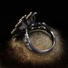 Изысканное Творческое Цветущие Цветы Останови Бабочку Кольцо Черное Золото 925 Ювелирные Изделия Роскошное Фиолетовое Блестящее Цирконий Кольцо для Женщин