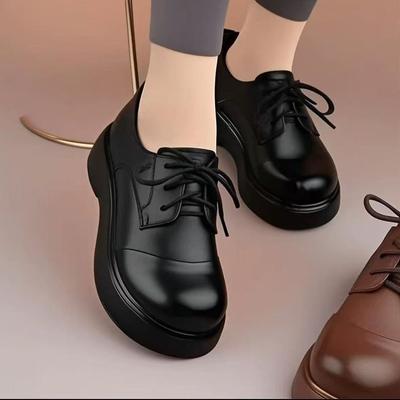 Кеды Muffin на толстой подошве, на шнуровке, повседневные, осенние, новые, с круглым носком, удобные и легкие, из мягкой кожи, однотонные