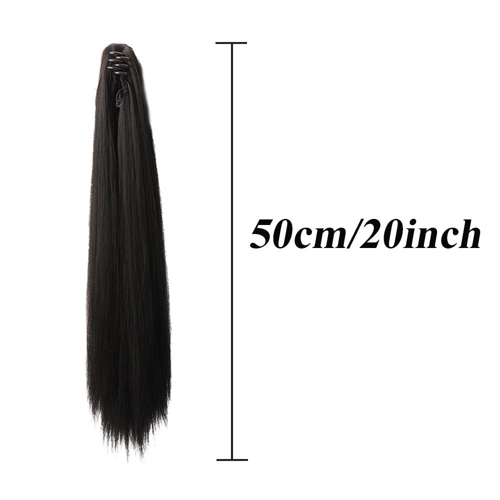 Bybrana Черный коричневый парик из синтетических волос с прямым хвостом на клипсах