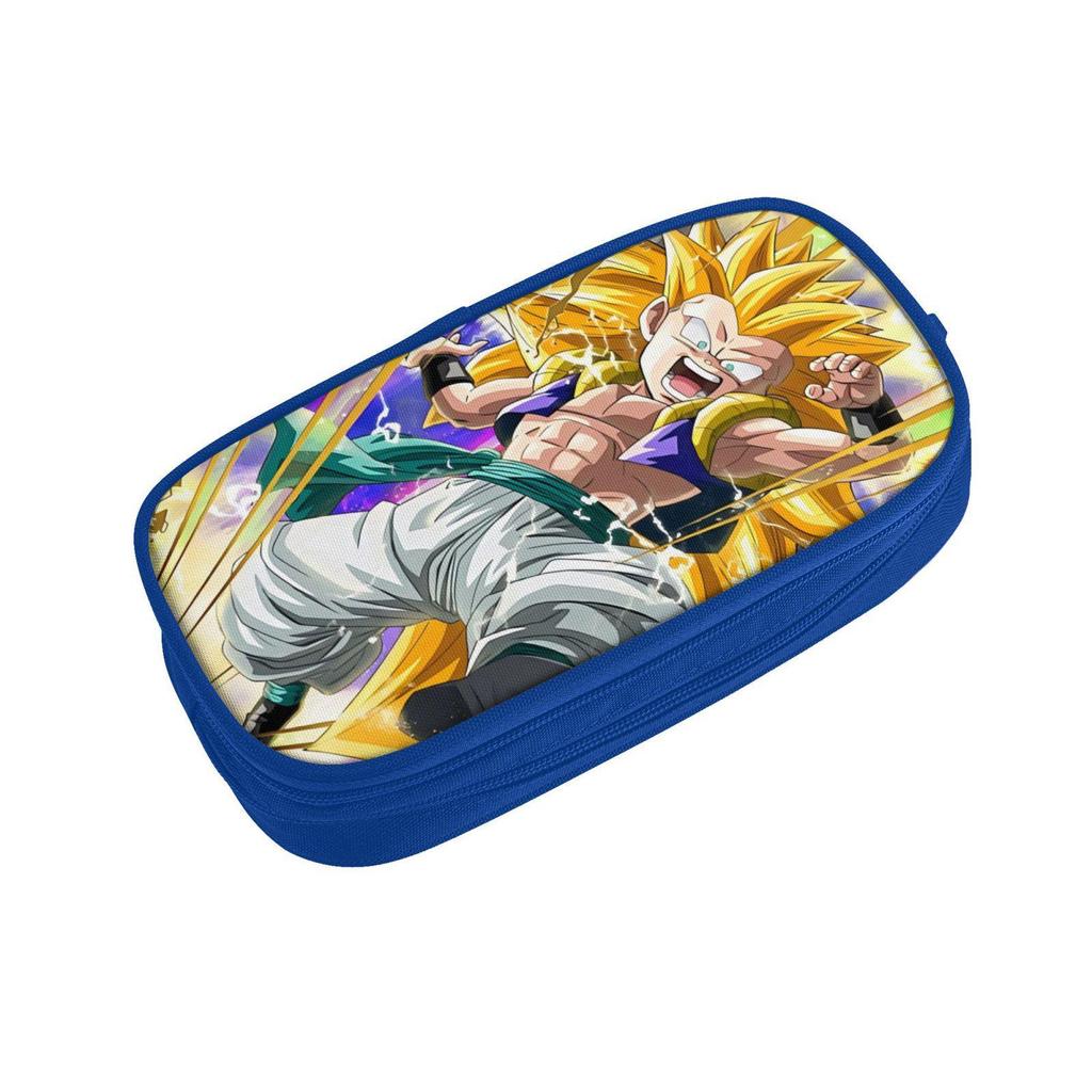 Синий двухслойный пенал Dragon Ball для школьников, товары с Гоку, большая вместимость, износостойкий.