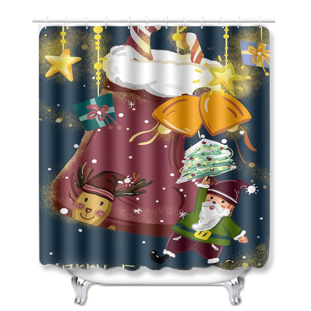 Рождественская шторка для душа, коврик для пола, комбинация из четырех предметов, ковер для ванной комнаты и туалета, коврик для душевой комнаты, коврик для ног
