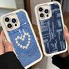 Чехол для телефона iPhone 17 Air 16E 15 16 Pro Max Ретро-узор из денима Чехол 14 Plus 13 12 Mini Мягкий силиконовый чехол Fundas