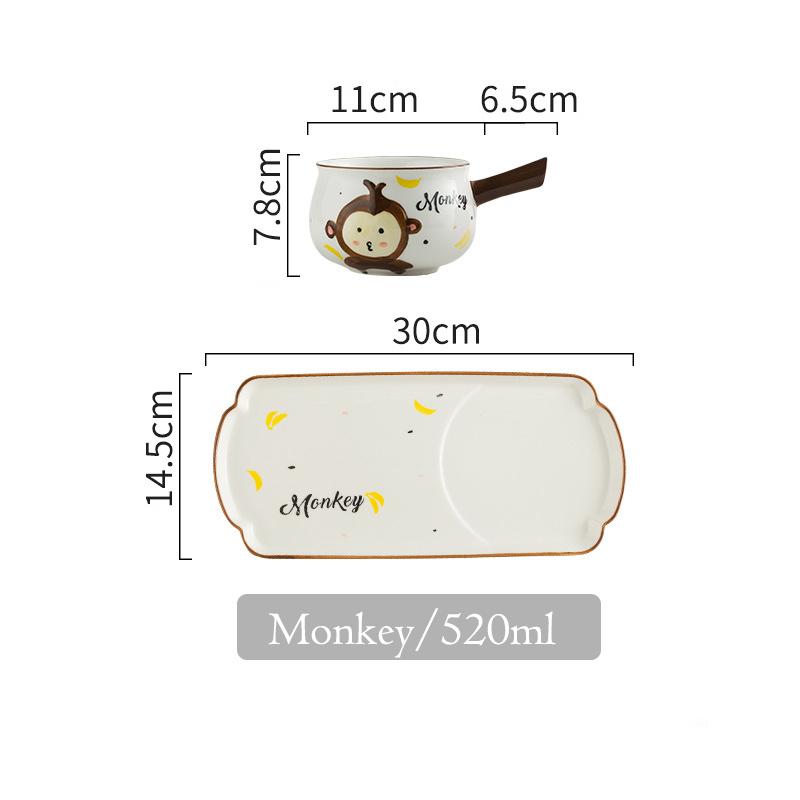 1 набор миска с изображением кролика, керамическая тарелка для завтрака, миска для овсянки для детей, десертная тарелка, контейнер для молока