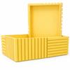 Yellow Grooved Organizer Box with Lid for Small Items for the Office