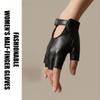 Punk PU Leather Gloves Short Fingerless Mittens Hip Hop Half Finger Gloves  Hip-Hop