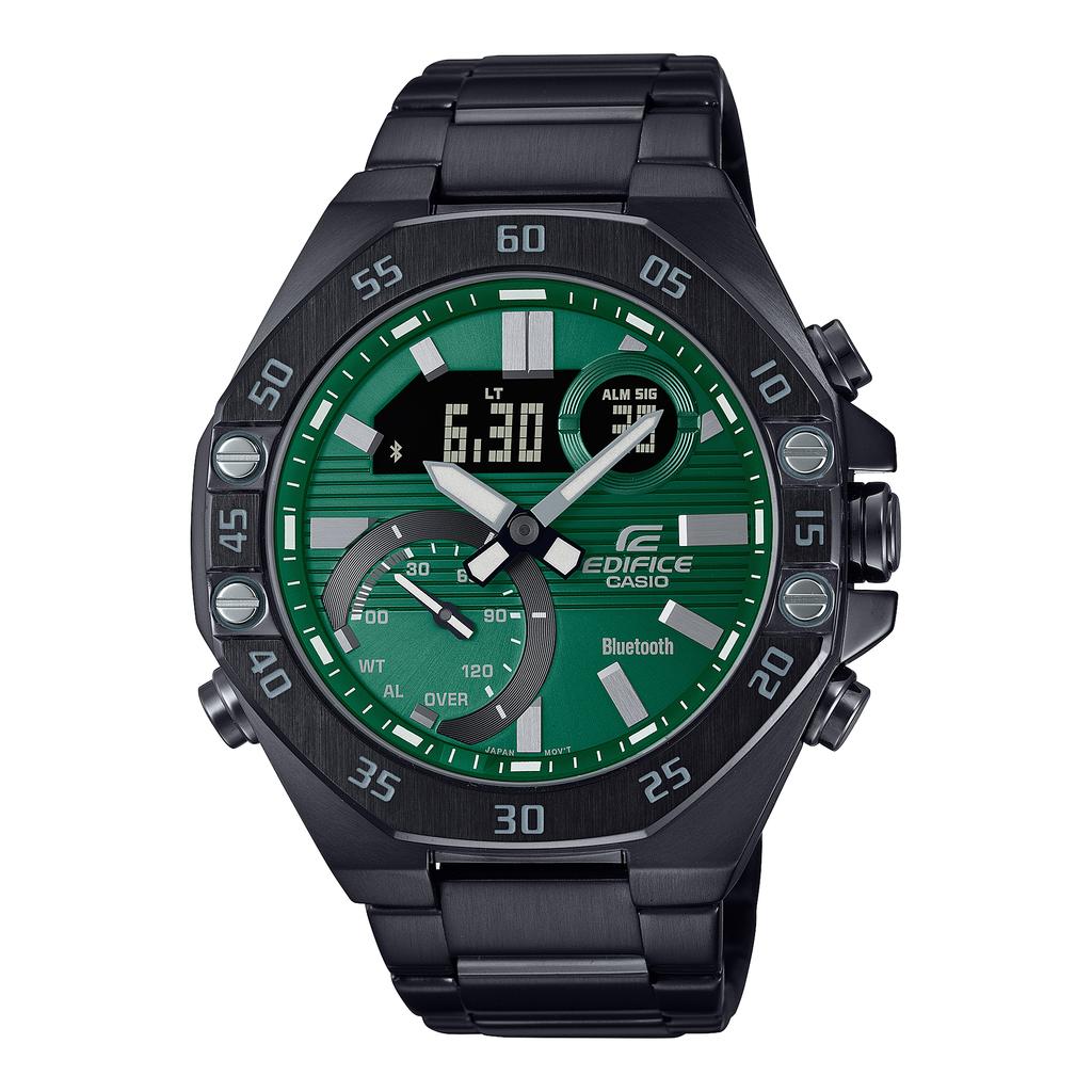 Casio Мужские кварцевые часы из нержавеющей стали с водозащитой 100 м ECB-10YDC-3A