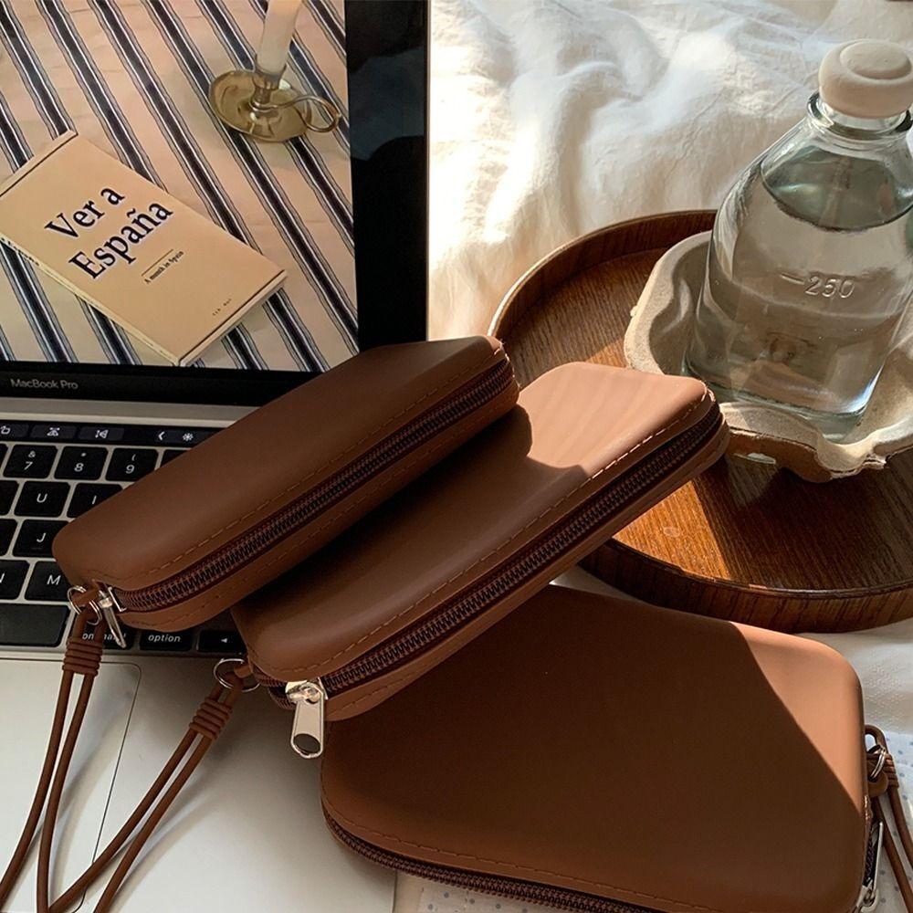 Кошелек для монет большой вместимости однотонный, сумка для канцелярских принадлежностей, портативная сумка для хранения помады, для женщин