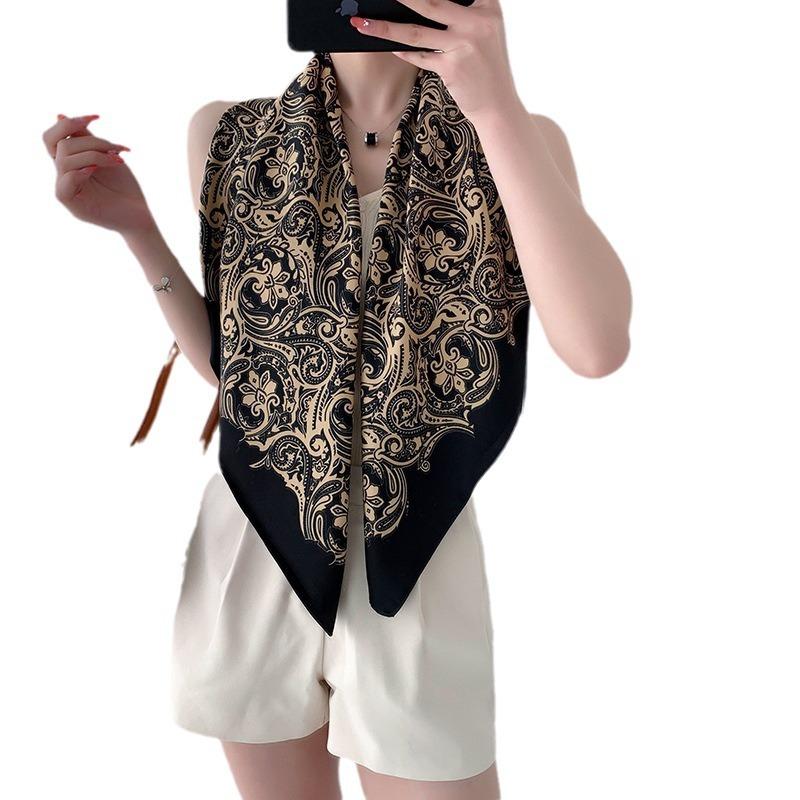 New Square Scarf Emulated Silk Scarf Fashionable Professional Scarf Versatile Light Thin Breathable Twill Scarf Shawl
