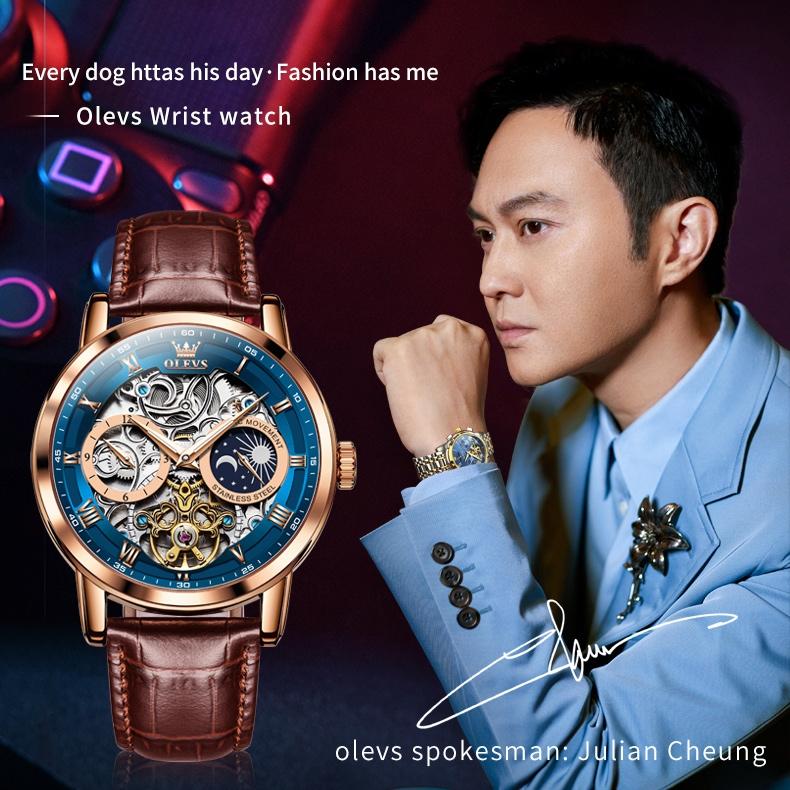 OLEVS Брендовые часы Механические часы Многофункциональные мужские часы с большим циферблатом Мужские часы